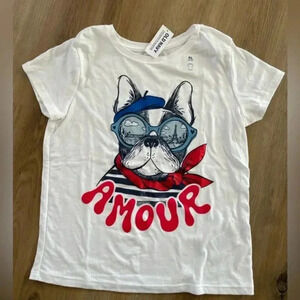 NWT Girls XL Graphic Tee Paris Dog Eiffel Tower Old Navy